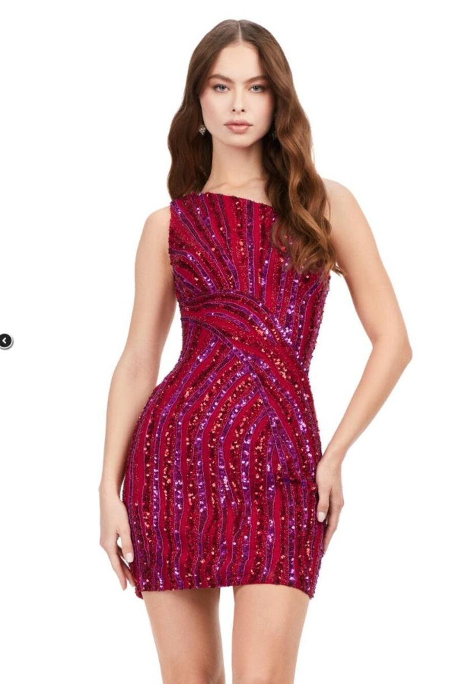 ASHLEYlauren 4627 Fuchsia Red Sequin Homecoming Mini Dress NWT Size 4